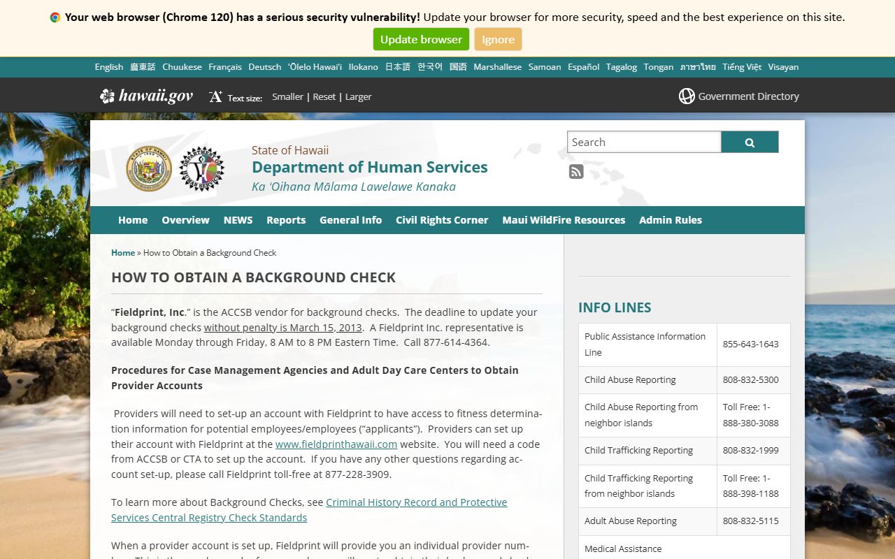 Hawaii DHS background check process